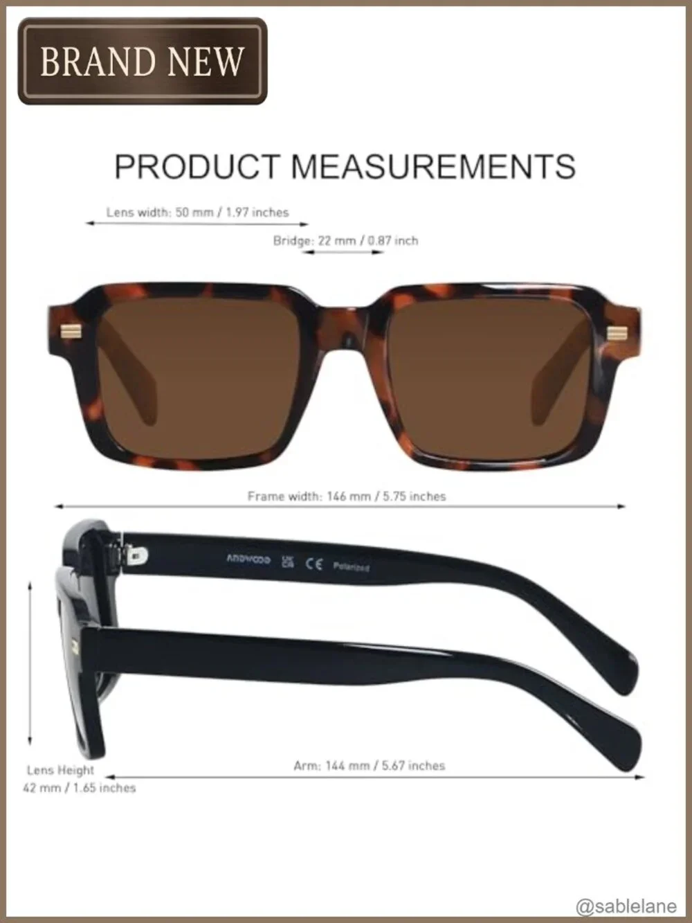 Vintage Rectangular Polarized Sunglasses for Women Men Retro Square Shades